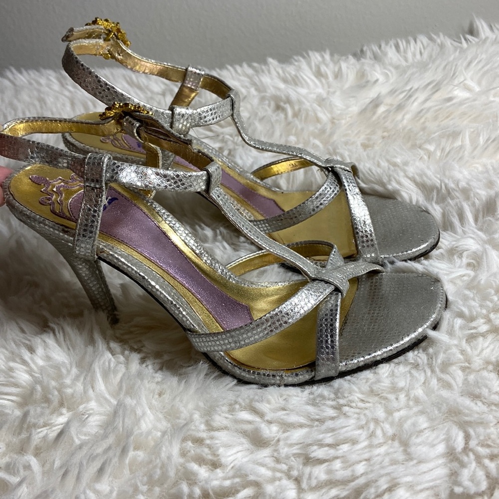 Hale Bob Silver Stilettos size 5